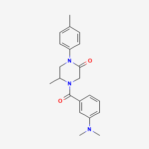 molecular formula C21H25N3O2 B5594932 4-[3-(dimethylamino)benzoyl]-5-methyl-1-(4-methylphenyl)-2-piperazinone 