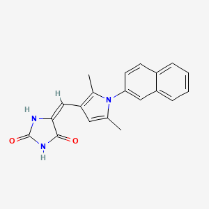 molecular formula C20H17N3O2 B5594983 5-{[2,5-dimethyl-1-(2-naphthyl)-1H-pyrrol-3-yl]methylene}-2,4-imidazolidinedione 