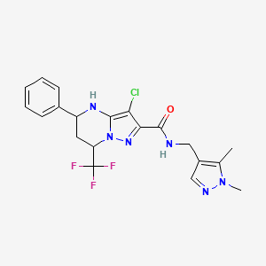 3-chloro-N-[(1,5-dimethyl-1H-pyrazol-4-yl)methyl]-5-phenyl-7-(trifluoromethyl)-4,5,6,7-tetrahydropyrazolo[1,5-a]pyrimidine-2-carboxamide