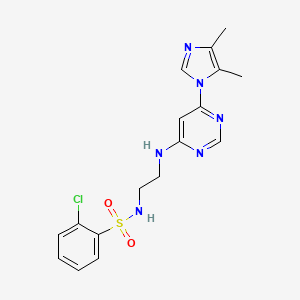 molecular formula C17H19ClN6O2S B5595012 2-chloro-N-(2-{[6-(4,5-dimethyl-1H-imidazol-1-yl)-4-pyrimidinyl]amino}ethyl)benzenesulfonamide 