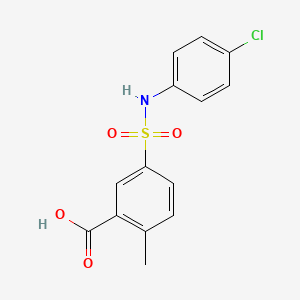molecular formula C14H12ClNO4S B5595027 5-{[(4-chlorophenyl)amino]sulfonyl}-2-methylbenzoic acid 