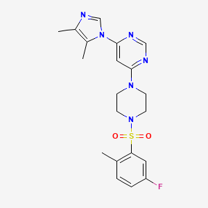 molecular formula C20H23FN6O2S B5595094 4-(4,5-dimethyl-1H-imidazol-1-yl)-6-{4-[(5-fluoro-2-methylphenyl)sulfonyl]-1-piperazinyl}pyrimidine 