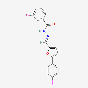 molecular formula C18H12FIN2O2 B5595112 3-氟-N'-{[5-(4-碘苯基)-2-呋喃基]亚甲基}苯甲酰肼 