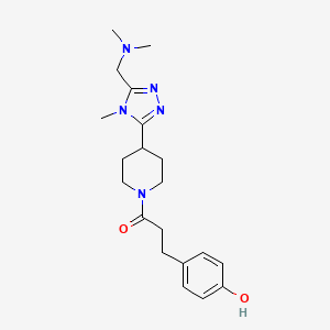 molecular formula C20H29N5O2 B5595130 4-[3-(4-{5-[(dimethylamino)methyl]-4-methyl-4H-1,2,4-triazol-3-yl}piperidin-1-yl)-3-oxopropyl]phenol 