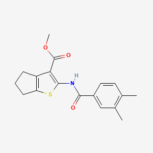 molecular formula C18H19NO3S B5595178 methyl 2-[(3,4-dimethylbenzoyl)amino]-5,6-dihydro-4H-cyclopenta[b]thiophene-3-carboxylate 