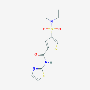 molecular formula C12H15N3O3S3 B5595193 4-[(diethylamino)sulfonyl]-N-1,3-thiazol-2-yl-2-thiophenecarboxamide 