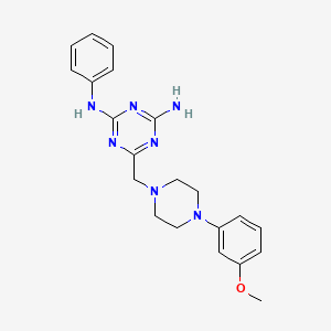 molecular formula C21H25N7O B5595194 6-{[4-(3-methoxyphenyl)-1-piperazinyl]methyl}-N-phenyl-1,3,5-triazine-2,4-diamine 