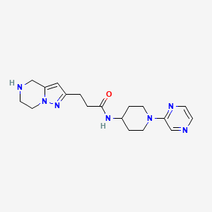 molecular formula C18H25N7O B5595202 N-[1-(2-pyrazinyl)-4-piperidinyl]-3-(4,5,6,7-tetrahydropyrazolo[1,5-a]pyrazin-2-yl)propanamide dihydrochloride 