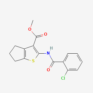 molecular formula C16H14ClNO3S B5595203 methyl 2-[(2-chlorobenzoyl)amino]-5,6-dihydro-4H-cyclopenta[b]thiophene-3-carboxylate 