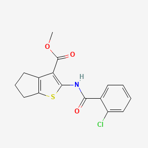 molecular formula C16H14ClNO3S B5595203 2-[(2-氯苯甲酰基)氨基]-5,6-二氢-4H-环戊并[b]噻吩-3-羧酸甲酯 