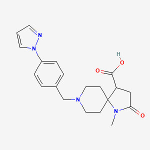 molecular formula C20H24N4O3 B5595221 1-methyl-2-oxo-8-[4-(1H-pyrazol-1-yl)benzyl]-1,8-diazaspiro[4.5]decane-4-carboxylic acid 