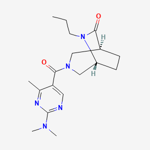 molecular formula C18H27N5O2 B5595227 (1S*,5R*)-3-{[2-(dimethylamino)-4-methyl-5-pyrimidinyl]carbonyl}-6-propyl-3,6-diazabicyclo[3.2.2]nonan-7-one 
