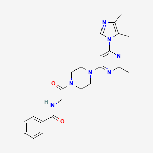 molecular formula C23H27N7O2 B5595233 N-(2-{4-[6-(4,5-dimethyl-1H-imidazol-1-yl)-2-methyl-4-pyrimidinyl]-1-piperazinyl}-2-oxoethyl)benzamide 