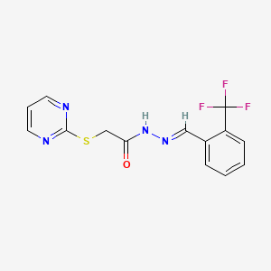 molecular formula C14H11F3N4OS B5595253 2-(2-pyrimidinylthio)-N'-[2-(trifluoromethyl)benzylidene]acetohydrazide 