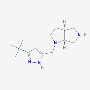 molecular formula C14H24N4 B5595297 (3aS,6aS)-1-[(3-tert-butyl-1H-pyrazol-5-yl)methyl]-3,3a,4,5,6,6a-hexahydro-2H-pyrrolo[2,3-c]pyrrole 