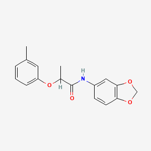 molecular formula C17H17NO4 B5595344 N-1,3-苯并二氧杂环-5-基-2-(3-甲基苯氧基)丙酰胺 