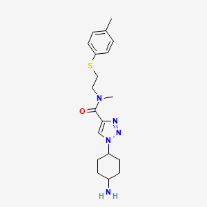 molecular formula C19H27N5OS B5595356 1-(cis-4-aminocyclohexyl)-N-methyl-N-{2-[(4-methylphenyl)thio]ethyl}-1H-1,2,3-triazole-4-carboxamide 