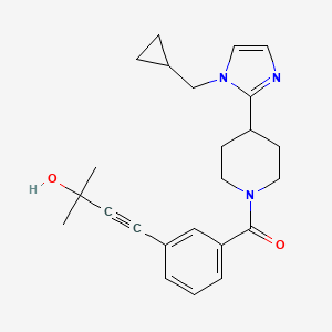 molecular formula C24H29N3O2 B5595361 4-[3-({4-[1-(cyclopropylmethyl)-1H-imidazol-2-yl]piperidin-1-yl}carbonyl)phenyl]-2-methylbut-3-yn-2-ol 