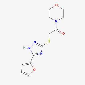 molecular formula C12H14N4O3S B5595381 4-({[5-(2-furyl)-4H-1,2,4-triazol-3-yl]thio}acetyl)morpholine 