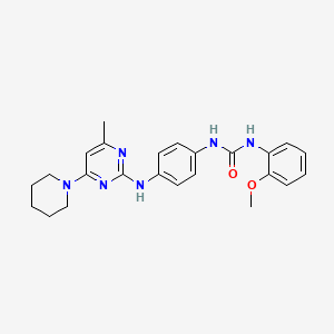 molecular formula C24H28N6O2 B5595392 N-(2-methoxyphenyl)-N'-(4-{[4-methyl-6-(1-piperidinyl)-2-pyrimidinyl]amino}phenyl)urea 