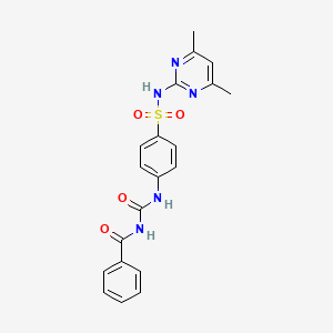 molecular formula C20H19N5O4S B5595400 N-{[(4-{[(4,6-dimethyl-2-pyrimidinyl)amino]sulfonyl}phenyl)amino]carbonyl}benzamide 