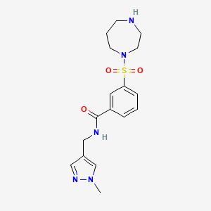 molecular formula C17H23N5O3S B5595423 3-(1,4-diazepan-1-ylsulfonyl)-N-[(1-methyl-1H-pyrazol-4-yl)methyl]benzamide hydrochloride 