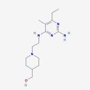 molecular formula C15H27N5O B5595444 (1-{2-[(2-amino-6-ethyl-5-methylpyrimidin-4-yl)amino]ethyl}piperidin-4-yl)methanol 