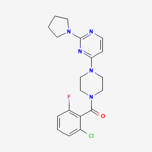 molecular formula C19H21ClFN5O B5595453 4-[4-(2-chloro-6-fluorobenzoyl)-1-piperazinyl]-2-(1-pyrrolidinyl)pyrimidine 