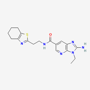 molecular formula C18H22N6OS B5595457 2-amino-3-ethyl-N-[2-(4,5,6,7-tetrahydro-1,3-benzothiazol-2-yl)ethyl]-3H-imidazo[4,5-b]pyridine-6-carboxamide 