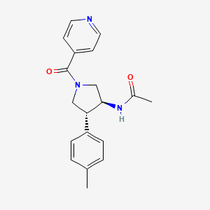 molecular formula C19H21N3O2 B5595496 N-[(3S*,4R*)-1-isonicotinoyl-4-(4-methylphenyl)-3-pyrrolidinyl]acetamide 