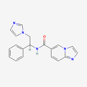 molecular formula C19H17N5O B5595505 N-[2-(1H-imidazol-1-yl)-1-phenylethyl]imidazo[1,2-a]pyridine-6-carboxamide 