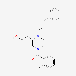 molecular formula C23H30N2O2 B5595508 2-[4-(2-methylbenzoyl)-1-(3-phenylpropyl)-2-piperazinyl]ethanol 