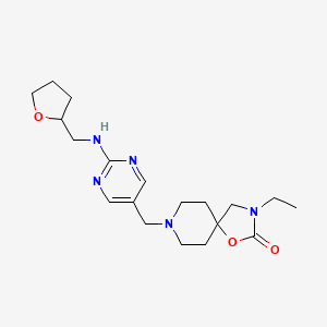 molecular formula C19H29N5O3 B5595515 3-ethyl-8-({2-[(tetrahydrofuran-2-ylmethyl)amino]pyrimidin-5-yl}methyl)-1-oxa-3,8-diazaspiro[4.5]decan-2-one 