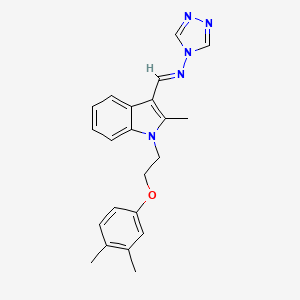 molecular formula C22H23N5O B5595518 N-({1-[2-(3,4-dimethylphenoxy)ethyl]-2-methyl-1H-indol-3-yl}methylene)-4H-1,2,4-triazol-4-amine 