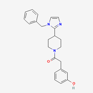 molecular formula C23H25N3O2 B5595557 3-{2-[4-(1-benzyl-1H-imidazol-2-yl)-1-piperidinyl]-2-oxoethyl}phenol 