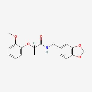 molecular formula C18H19NO5 B5595559 N-(1,3-benzodioxol-5-ylmethyl)-2-(2-methoxyphenoxy)propanamide 