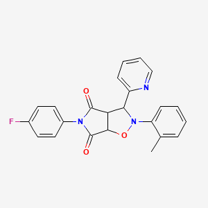 molecular formula C23H18FN3O3 B5595582 5-(4-fluorophenyl)-2-(2-methylphenyl)-3-(2-pyridinyl)dihydro-2H-pyrrolo[3,4-d]isoxazole-4,6(3H,5H)-dione 