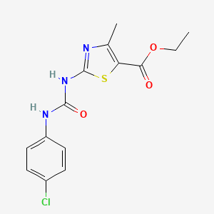 molecular formula C14H14ClN3O3S B5595635 ethyl 2-({[(4-chlorophenyl)amino]carbonyl}amino)-4-methyl-1,3-thiazole-5-carboxylate 