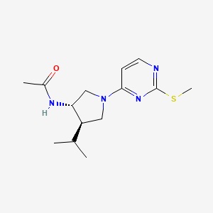 molecular formula C14H22N4OS B5595638 N-{(3S*,4R*)-4-isopropyl-1-[2-(methylthio)-4-pyrimidinyl]-3-pyrrolidinyl}acetamide 