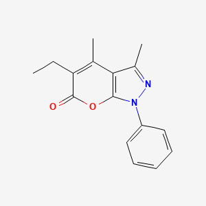 molecular formula C16H16N2O2 B5595653 5-ethyl-3,4-dimethyl-1-phenylpyrano[2,3-c]pyrazol-6(1H)-one 