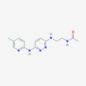 molecular formula C14H18N6O B5595662 N-[2-({6-[(5-methyl-2-pyridinyl)amino]-3-pyridazinyl}amino)ethyl]acetamide 