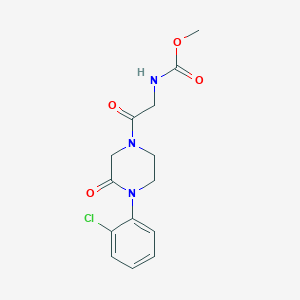 molecular formula C14H16ClN3O4 B5595672 甲基{2-[4-(2-氯苯基)-3-氧代-1-哌嗪基]-2-氧代乙基}氨基甲酸酯 