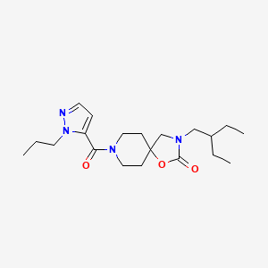 molecular formula C20H32N4O3 B5595681 3-(2-乙基丁基)-8-[(1-丙基-1H-吡唑-5-基)羰基]-1-氧杂-3,8-二氮杂螺[4.5]癸烷-2-酮 