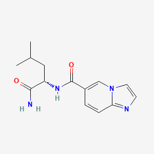 molecular formula C14H18N4O2 B5595699 N-[(1S)-1-(aminocarbonyl)-3-methylbutyl]imidazo[1,2-a]pyridine-6-carboxamide 