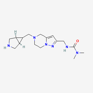 molecular formula C16H26N6O B5595706 N'-({5-[rel-(1R,5S,6r)-3-azabicyclo[3.1.0]hex-6-ylmethyl]-4,5,6,7-tetrahydropyrazolo[1,5-a]pyrazin-2-yl}methyl)-N,N-dimethylurea dihydrochloride 