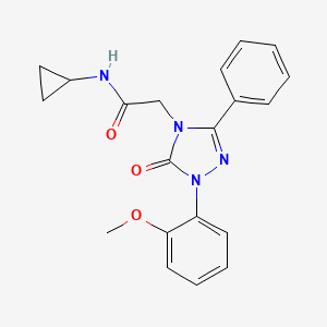 molecular formula C20H20N4O3 B5595710 N-cyclopropyl-2-[1-(2-methoxyphenyl)-5-oxo-3-phenyl-1,5-dihydro-4H-1,2,4-triazol-4-yl]acetamide 