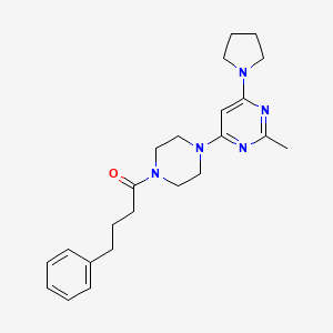 molecular formula C23H31N5O B5595720 2-methyl-4-[4-(4-phenylbutanoyl)-1-piperazinyl]-6-(1-pyrrolidinyl)pyrimidine 