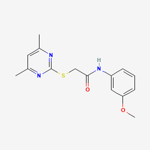 molecular formula C15H17N3O2S B5595729 2-[(4,6-dimethyl-2-pyrimidinyl)thio]-N-(3-methoxyphenyl)acetamide 