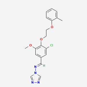 molecular formula C19H19ClN4O3 B5595761 N-{3-chloro-5-methoxy-4-[2-(2-methylphenoxy)ethoxy]benzylidene}-4H-1,2,4-triazol-4-amine 