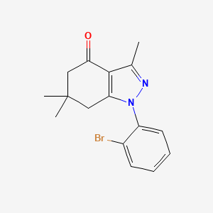 molecular formula C16H17BrN2O B5595762 1-(2-溴苯基)-3,6,6-三甲基-1,5,6,7-四氢-4H-吲唑-4-酮 